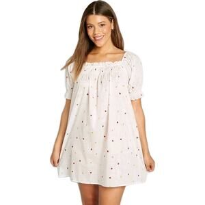 Mod Cloth Dress Sz M Summertime Garden Stories Smocked Babydoll Mini Dress